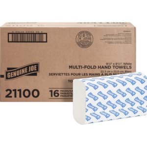 GJO21100 Genuine Joe Multi-Fold White Paper Towels Case of 4,000 Towels