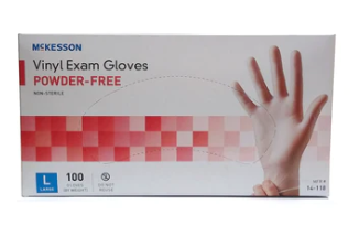 14-118 Mckesson PF Vinyl Gloves Large Box of 100