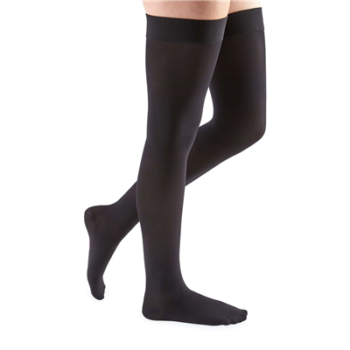 18154 Mediven Comfort Thigh High Bead Top Band CT 15-20mmHG Size 4 Ebony Compression Stockings