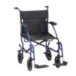 379BL Nova Ultra Light Weight Transport Wheelchair (300 Lbs Weight Capacity) Weighs only 19 pounds BLUE
