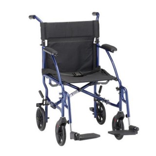 379BL Nova Ultra Light Weight Transport Wheelchair (300 Lbs Weight Capacity) Weighs only 19 pounds BLUE