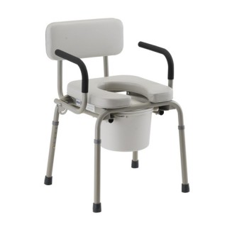 8901W Nova Drop-Arm Commode with Padded Seat and Back, Padded Arms 300 Lbs Weight Capacity