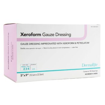94677 DermaRite Xeroform Petrolatum Impregnated Dressing Xeroform™ 5" X 9" Sterile (RX) Box of 50