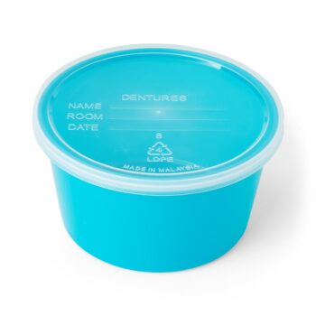 DYND70293H Medline Denture Cup with Lid Aqua 8oz