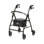 MDS86830EBLS Medline Basic 4-Wheel Walker with 6" Wheels, Black (300lb cap)