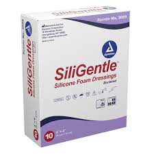3059 Dynarex SiliGentle Silicone Bordered Foam Dressing 4"x4" Box of 10
