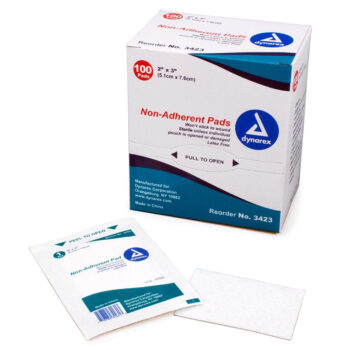 3423 Dynarex Non-Adherent Pads 2"x3" Box of 100 Sterile